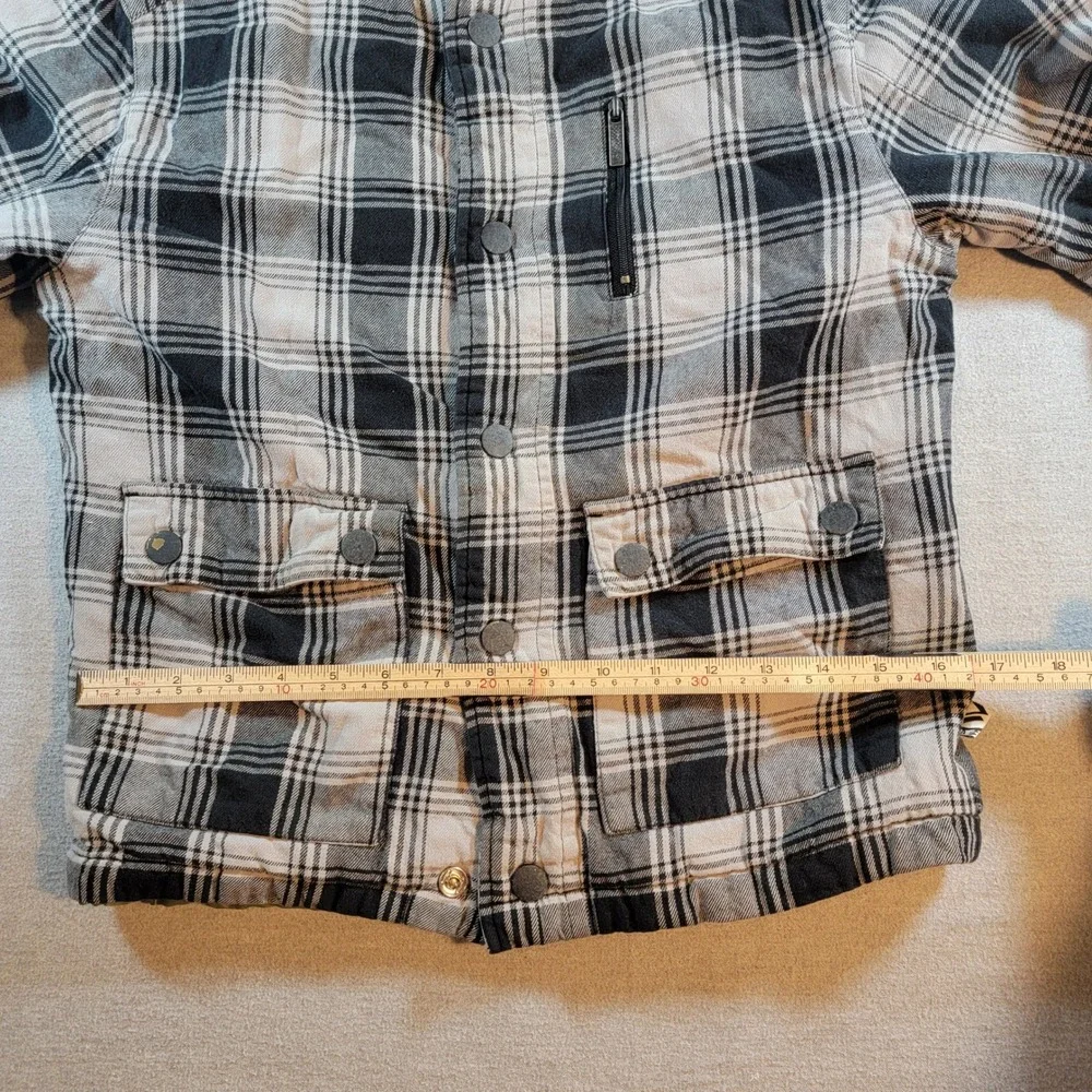 Plaid Hooded Jacket Kids Size Unknown Black White Gray Good Flannel